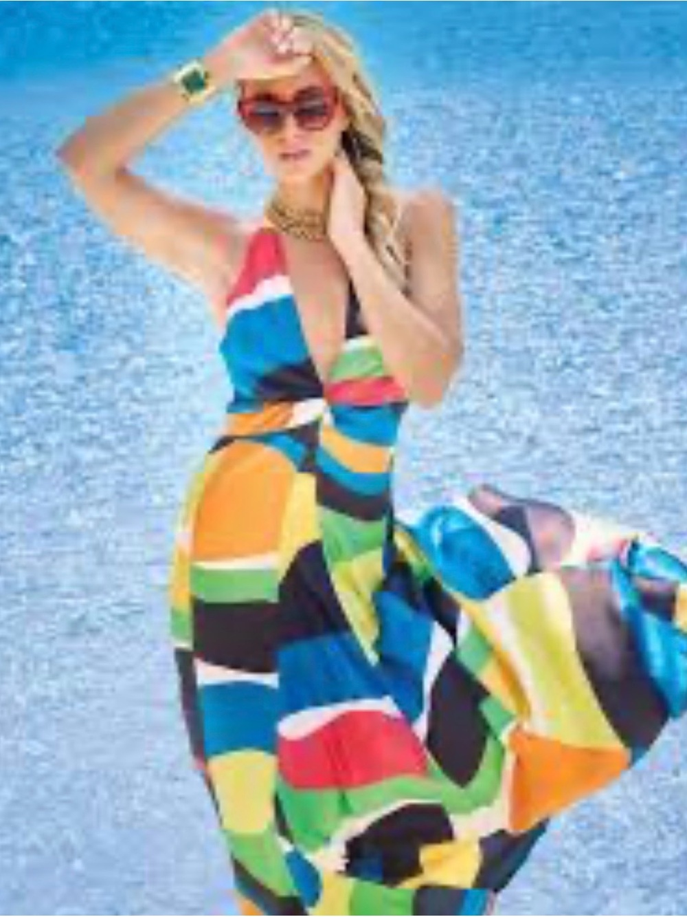 Staud Jennifer Dress, Marble Wave, size 8